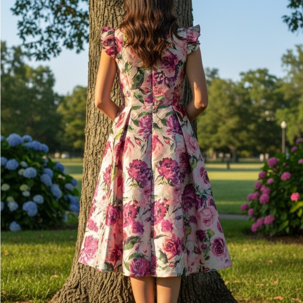 Julia Jordan Floral Fit-and-Flare Midi Dress - Picture 4 of 8